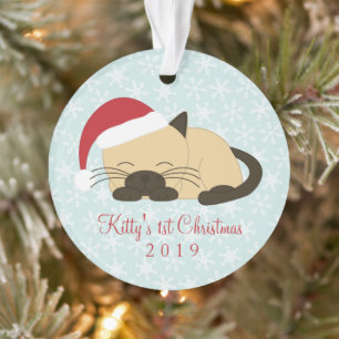 Adorno Punto de foto de mascota gato de Navidad