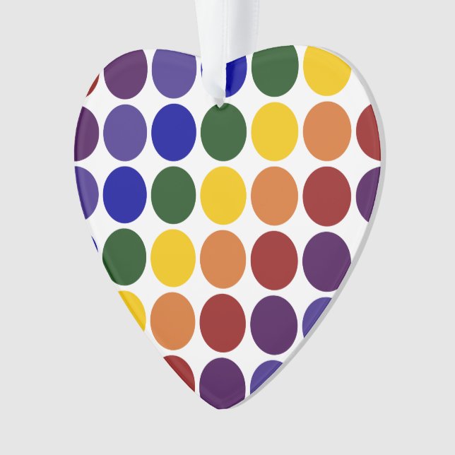 Adorno Puntos de polka arcoiris sobre blanco (Anverso)