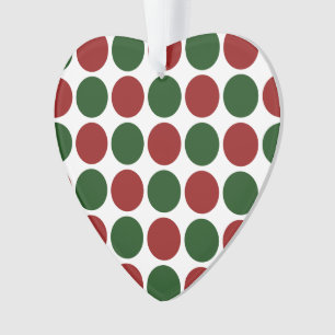 Adorno Puntos de Polka Rojo y Verde sobre Blanco