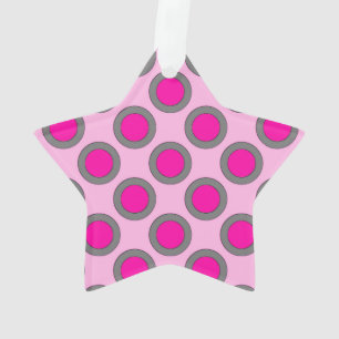 Adorno Puntos retro en círculo, fucsia, gris y rosa