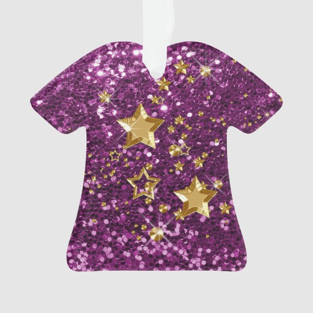 Adorno Purple Faux Purpurina Gold Estrellas brillantes y  (Anverso)