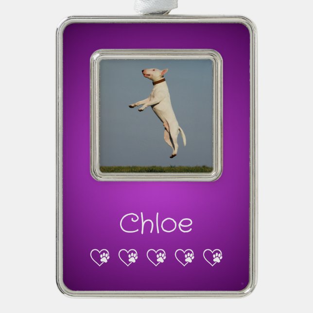 Adorno Purple Pet Photo Ornament - New Puppy Gift (Anverso)