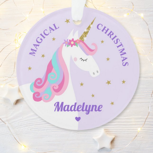 Adorno Púrpura de Navidades mágicos de Unicornio arcoiris (Subido por el creador)