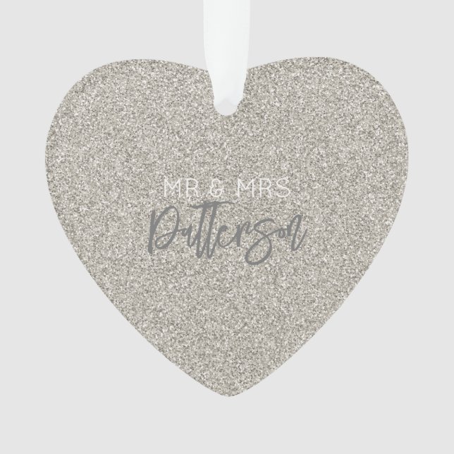 Adorno Purpurina de champagne Sr.&Sra. NAME Boda DATE ele (Anverso)