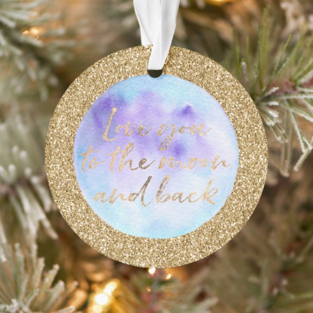 Adorno Purpurina de oro te ama a la acuarela de la luna (Árbol)