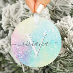 Adorno Purpurina holográfico irlandés Girly<br><div class="desc">Una moda de moda con un fondo purpurina en tonos pastel. Usted puede personalizar fácilmente con su monograma y/o nombre personalizado.</div>