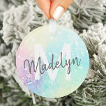 Adorno Purpurina holográfico irlandés Girly<br><div class="desc">Una moda de moda con un fondo purpurina en tonos pastel. Usted puede personalizar fácilmente con su monograma y/o nombre personalizado.</div>