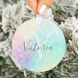 Adorno Purpurina holográfico irlandés Girly<br><div class="desc">Una moda de moda con un fondo purpurina en tonos pastel. Usted puede personalizar fácilmente con su monograma y/o nombre personalizado.</div>
