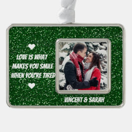 Adorno Purpurina Personalizado Pareja Foto, Nombre y Cita