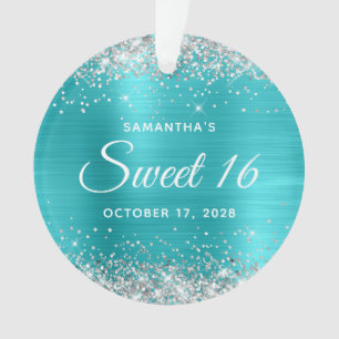 Adorno Purpurina Plateada Turquesa Azul Foil Sweet 16
