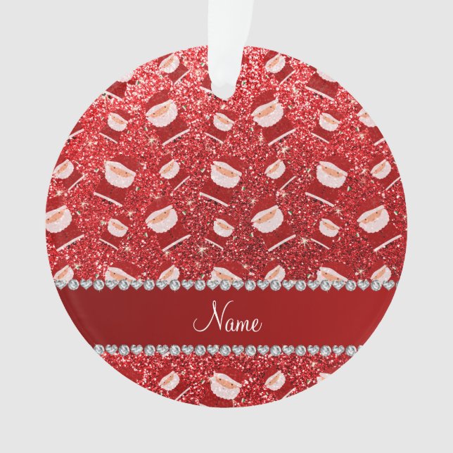 Adorno Purpurina rojo conocido personalizado santas (Anverso)