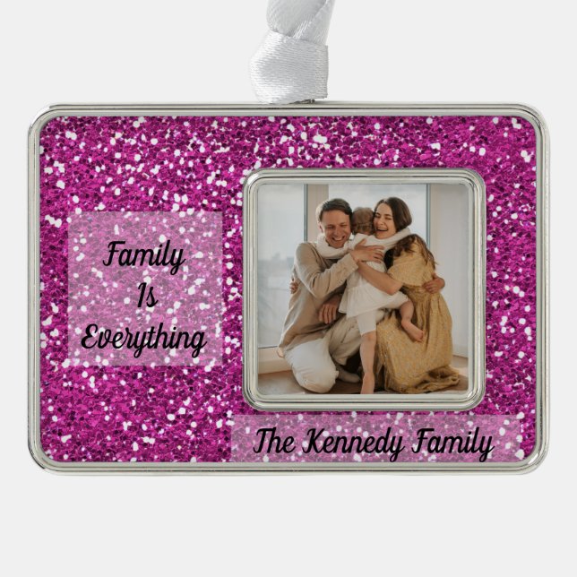 Adorno Purpurina rosa de la familia de personalizados, no (Anverso)