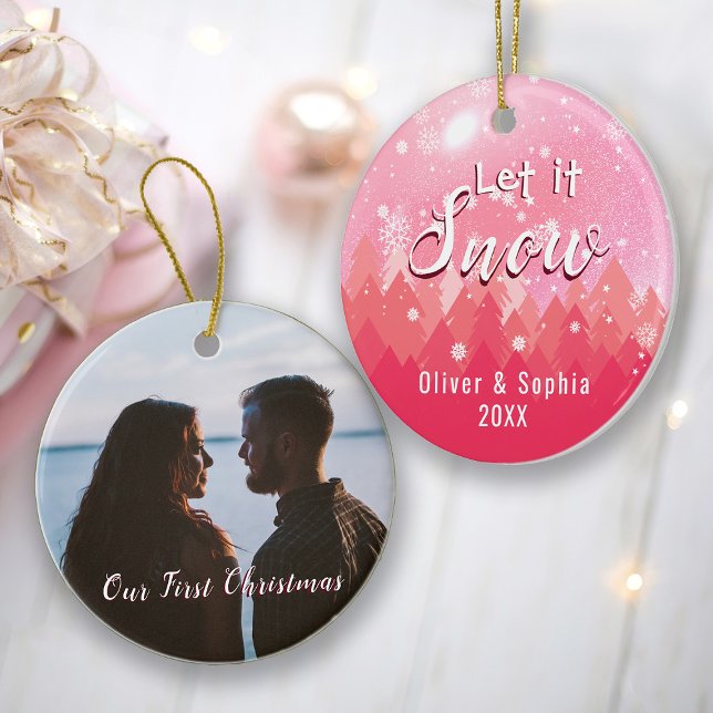 Adorno Que nieve primero foto de Navidad rosada (Subido por el creador)