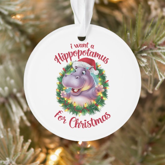 Adorno Quiero Hipopótamo Para Navidades Xmas Hippo (Árbol)