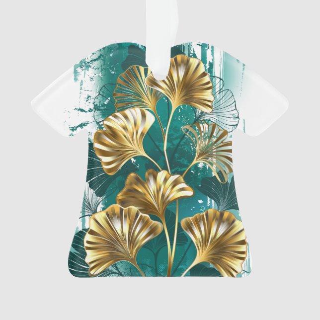 Adorno Rama con hojas doradas Ginko Biloba (Anverso)