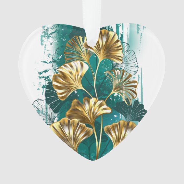 Adorno Rama con hojas doradas Ginko Biloba (Anverso)