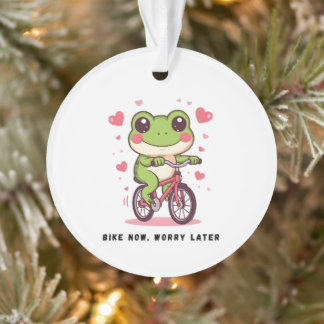 Adorno Rana Adorable Montando Bicicleta | Regalo Divertid