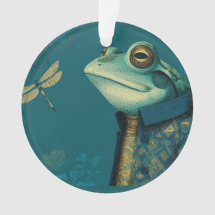 Adorno Rana elegante y libélula - Animal surrealista vint