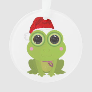 Adorno Rana Navideña Adorable con Sombrero de Santa Fiest