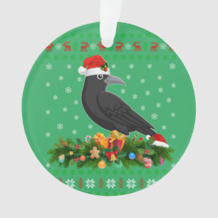 Adorno Raven Crow Bird Lover Xmas Santa Hat Ugly Crow