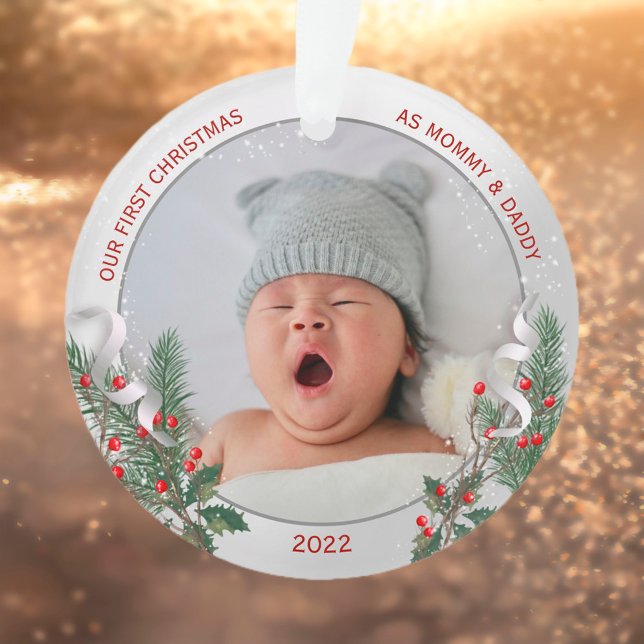 Adorno Recién nacido 1Navidades Saco de marco plateado y  (Subido por el creador)
