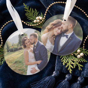 Adorno Recuerdo de boda personalizado simple con dos foto