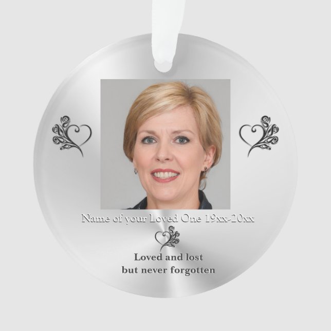 Adorno Recuerdo de Loved One, Heart and Rosas, Foto (Anverso)