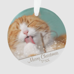 Adorno Recuerdo de Navidad de foto de mascota de gato per