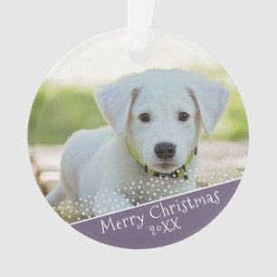 Adorno Recuerdo de Navidad de la foto del perro púrpura