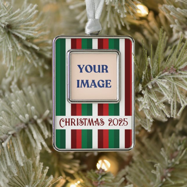 Adorno Red and Green Striped Christmas Ornament (Árbol)