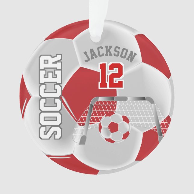 Adorno Red and White Personalize Soccer Ball (Anverso)
