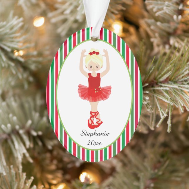 Adorno Red Ballerina Stripes Navidades personalizados (Árbol)