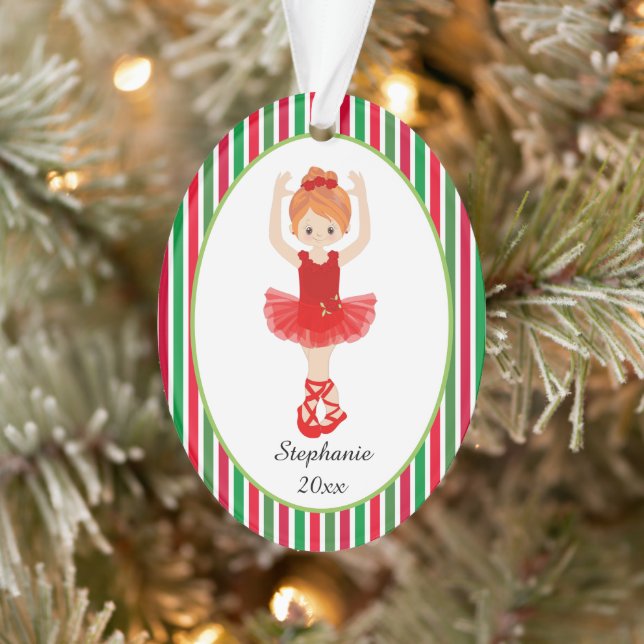 Adorno Red Ballerina Stripes Navidades personalizados (Árbol)