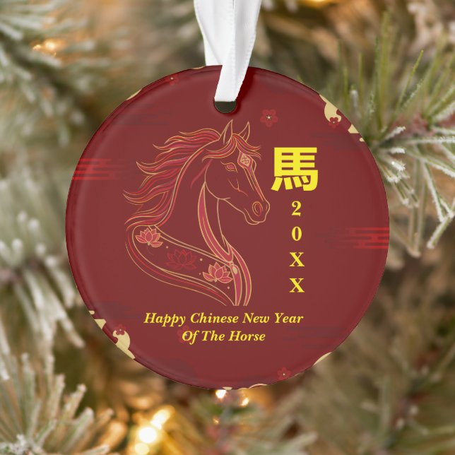 Adorno Red & Gold Happy Chinese year of the Horse  (Árbol)