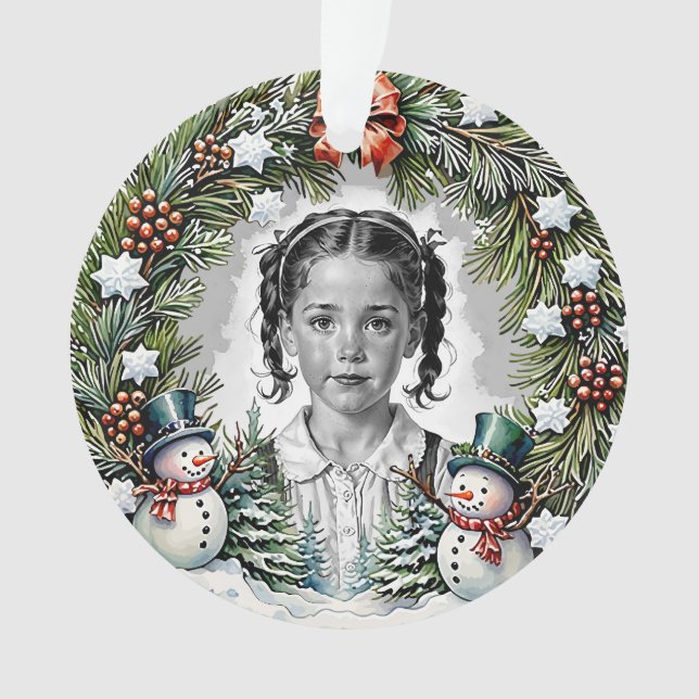 Adorno Redonda de fotos de Navidades de Personalizados de (Anverso)