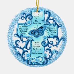 Adorno redondo de cerámica Aqua Serenity Cross