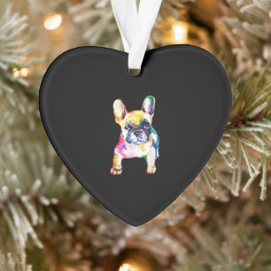 Adorno Regalo de Bulldog francés a mano de color acuático