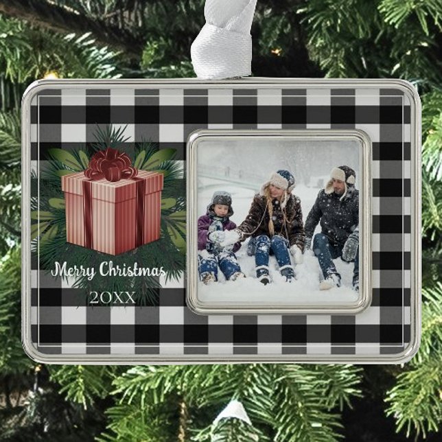 Adorno Regalo de los Navidades de Buffalo Plaid | Rojo (Red Buffalo Plaid Christmas Gift Christmas Ornament)