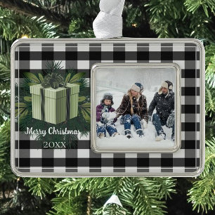 Adorno Regalo de los Navidades de Buffalo Plaid Verde