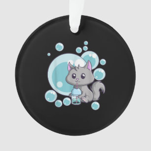 Adorno Regalo de té de burbuja de gato   Gracioso diseño 