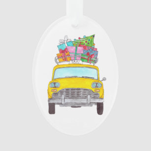 Adorno Regalos de Navidades de taxi amarillo de Nueva Yor