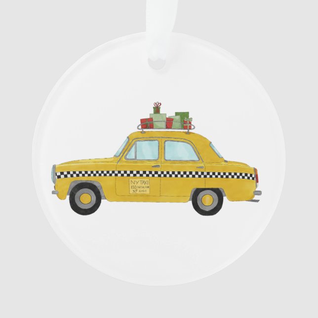 Adorno Regalos de Navidades de taxi amarillo de Nueva Yor (Anverso)