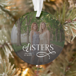 Adorno Regalos Personalizados de Foto de Hermanas con Mon