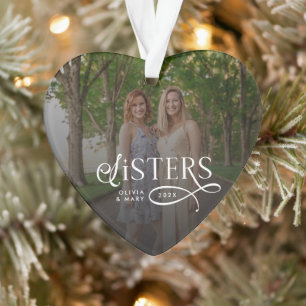 Adorno Regalos Personalizados de Foto de Hermanas con Mon