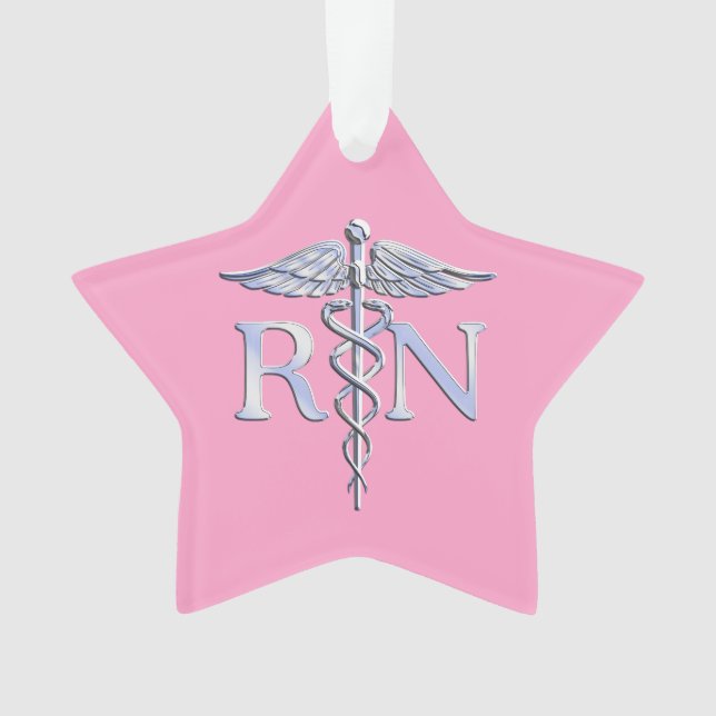 Adorno Registered Nurse RN Caduceus on Light Pink Decor (Anverso)