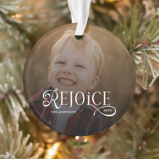 Adorno Rejoice Christian Religious Merry Christmas Photo  (Árbol)