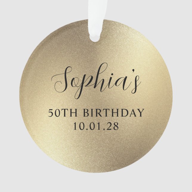 Adorno Relieve metalizado Champagne Gold Glam 50th Birthd (Anverso)