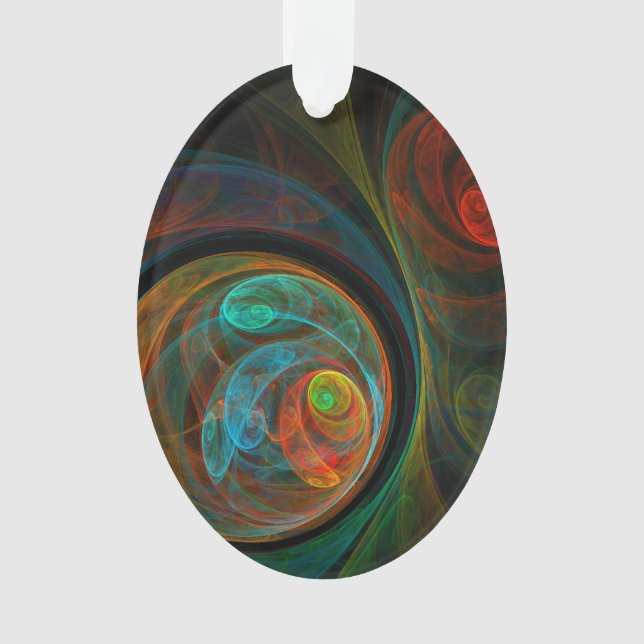 Adorno Renacimiento Azul Abstracto Arte Óvalo acrílico (Anverso)