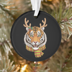 Adorno Reno de Navidad Animal Tigre con Cuernos Navidad 