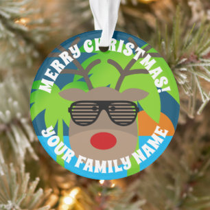 Adorno Reno gracioso con gafas de sol Navidades tropicale